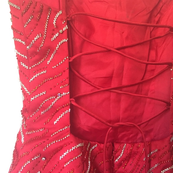 Red Ball Gown- Fit & Flare - Picture 2 of 8